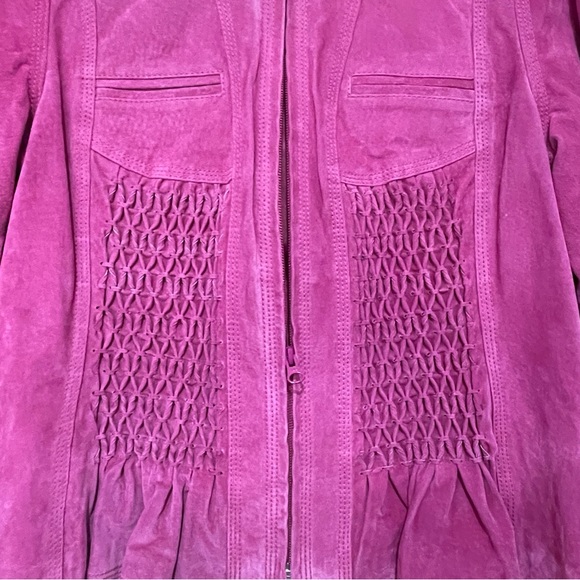 Genuine Pink Suede Leather Dress Coat (lightly lined) - Picture 3 of 7